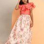 Pipin Girls Printed Lehanga Set Peach