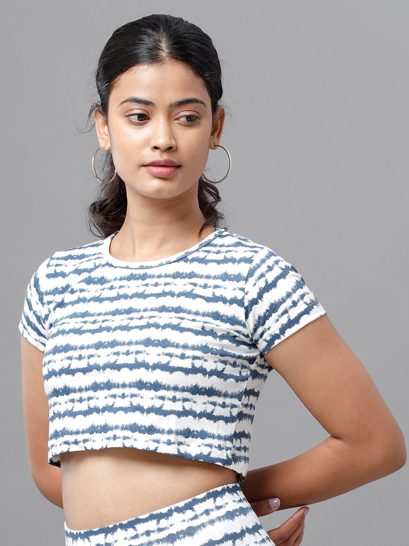 De Moza Ladies Active Wear Crop Top Indigo Blue