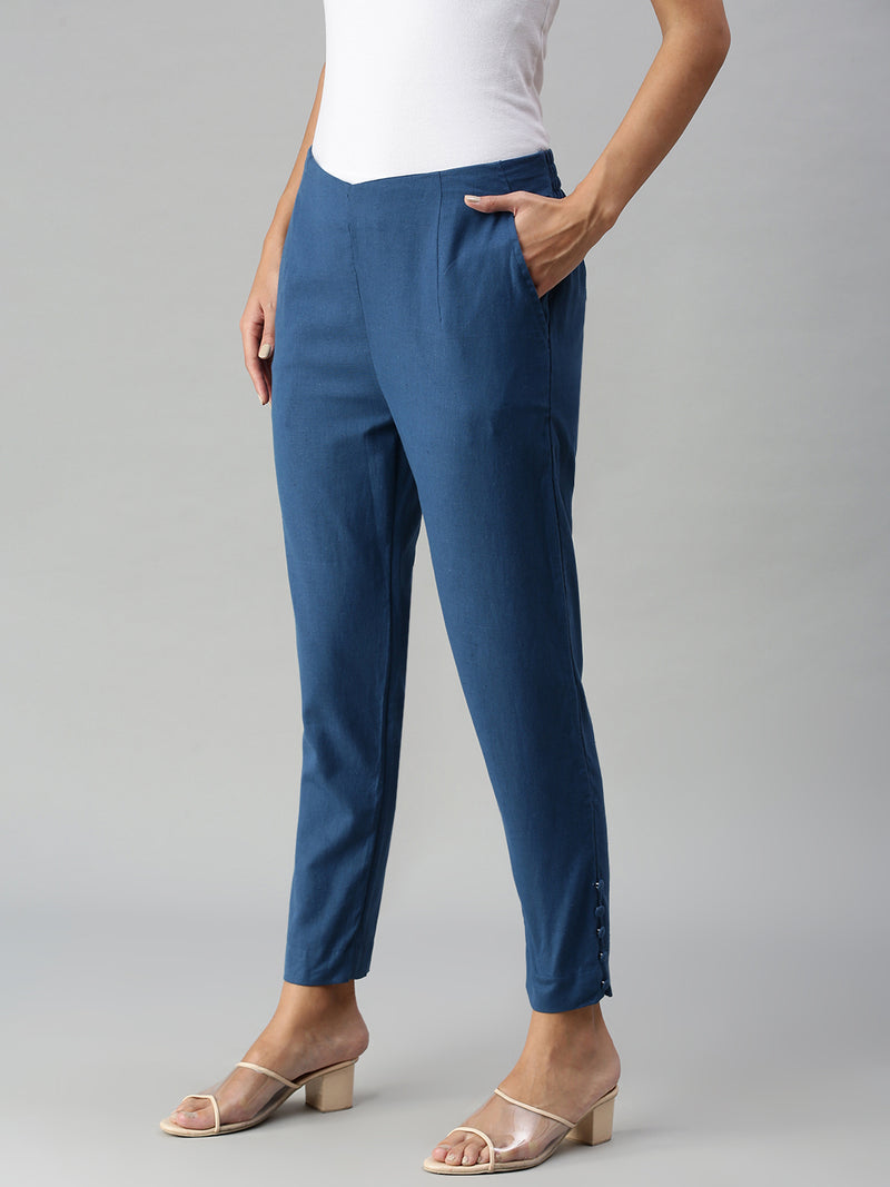 De Moza Women's Cigarette Pant Indigo Blue