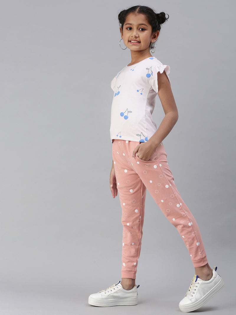PIPIN Girls Printed Jogger Rose Tan