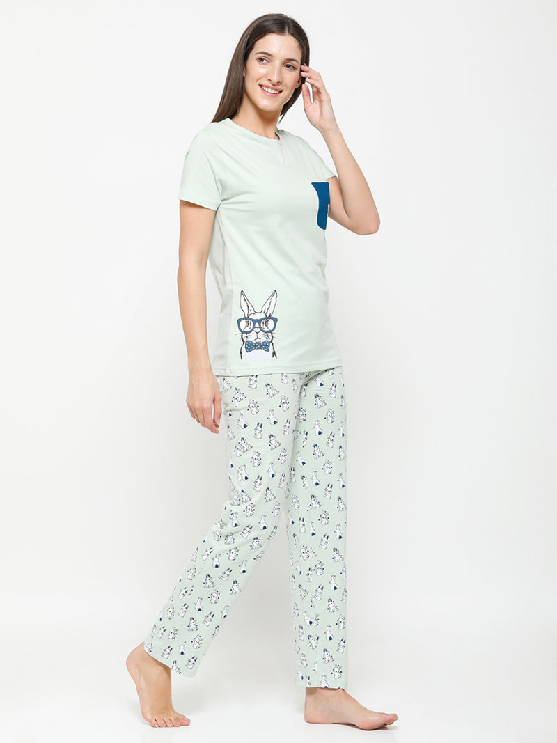 De Moza Ladies Printed Pyjama Set Spray