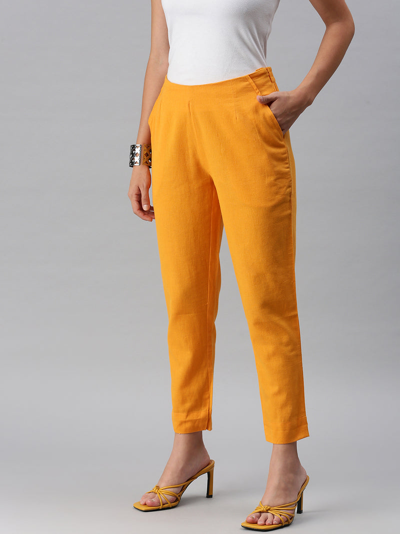 De Moza Women's Cigarette Pant Mustard