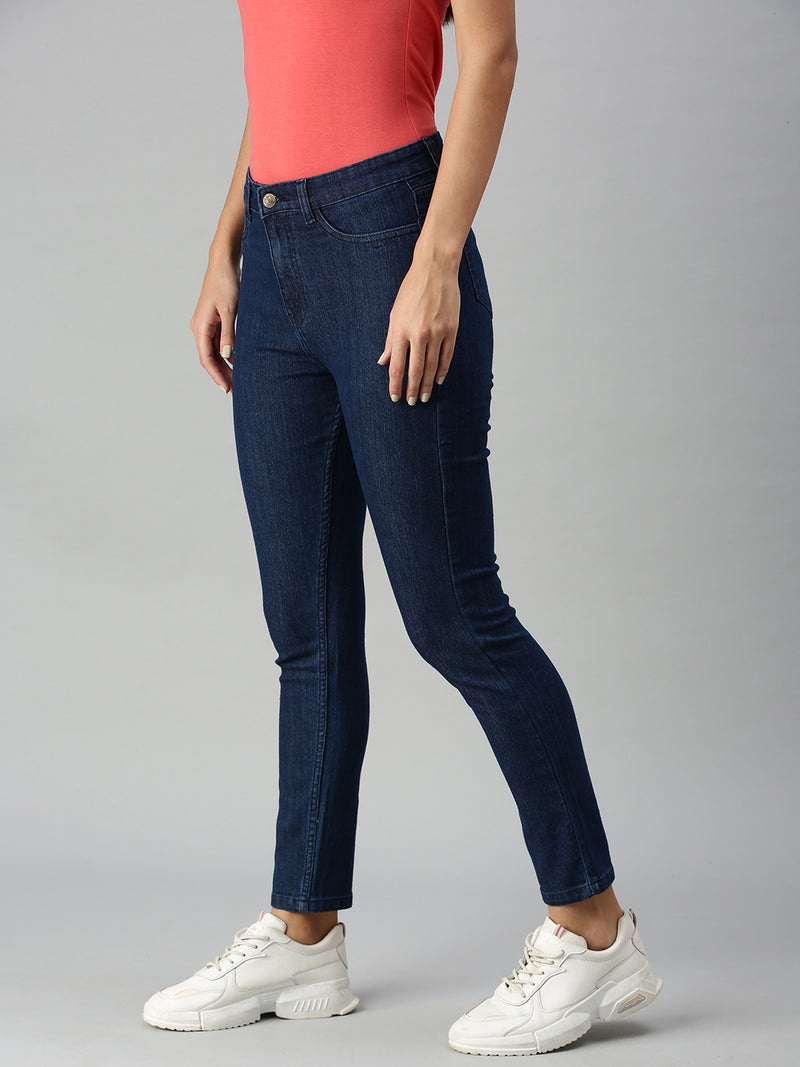 De Moza Women's Denim Jeans Pant Enzyme Blue