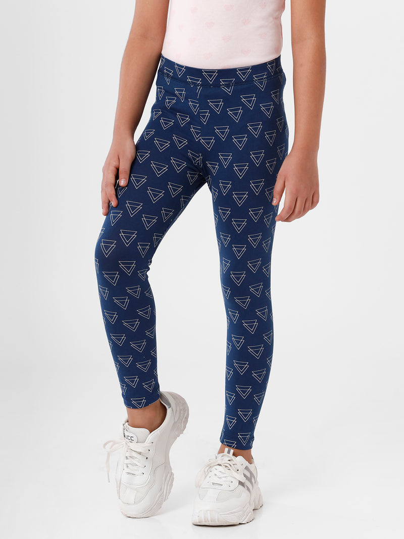 Kids – Girls Printed Ankle Leggings Dark Navy Blue