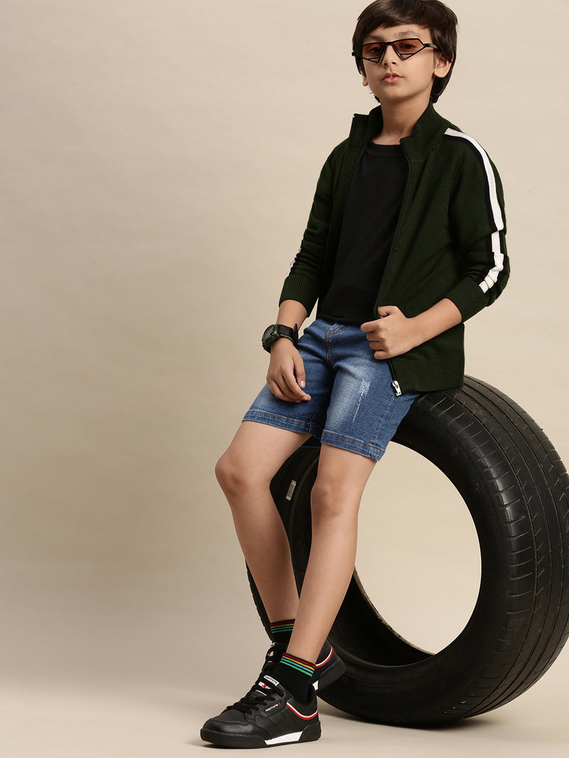 Kids - Boys Winter Sweatshirt Bright Olive Green - De Moza