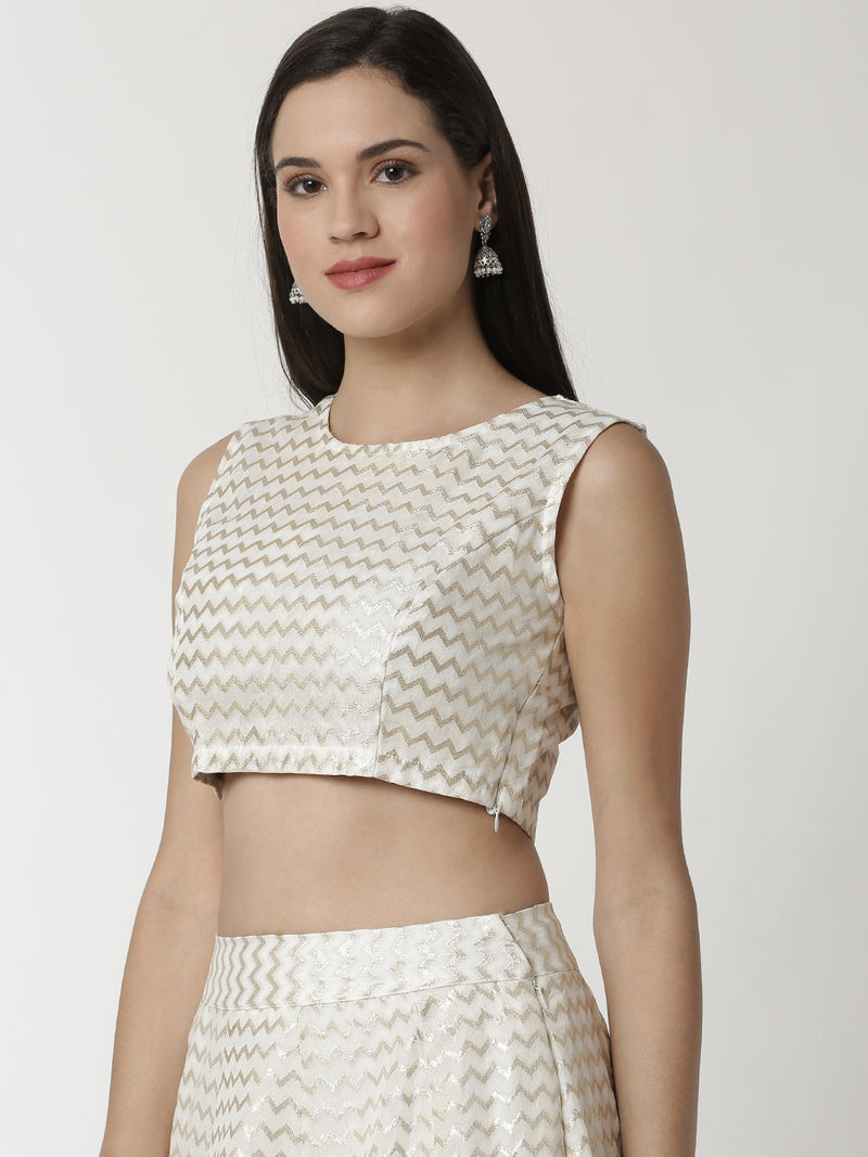 De Moza Women's Printed Crop Top Offwhite - De Moza (4359118061631)