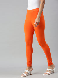 De Moza Ladies Churidar Leggings Solid Cotton Orange - De Moza