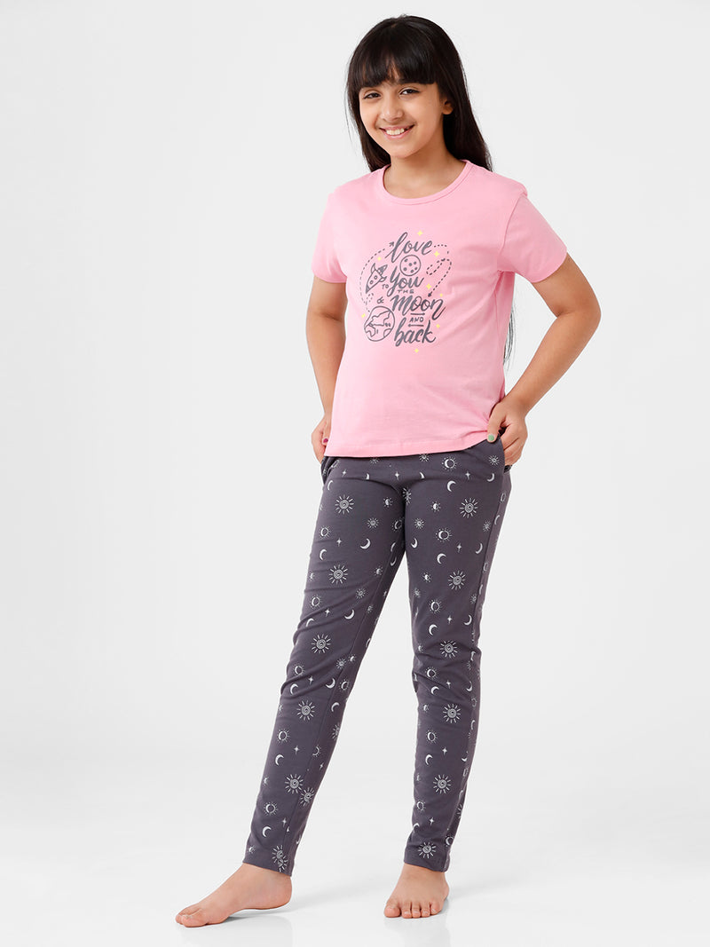 Kids – Girls Printed Pyjama Set Prism Pink