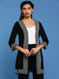 De Moza Women’s Long Length Shrug Black