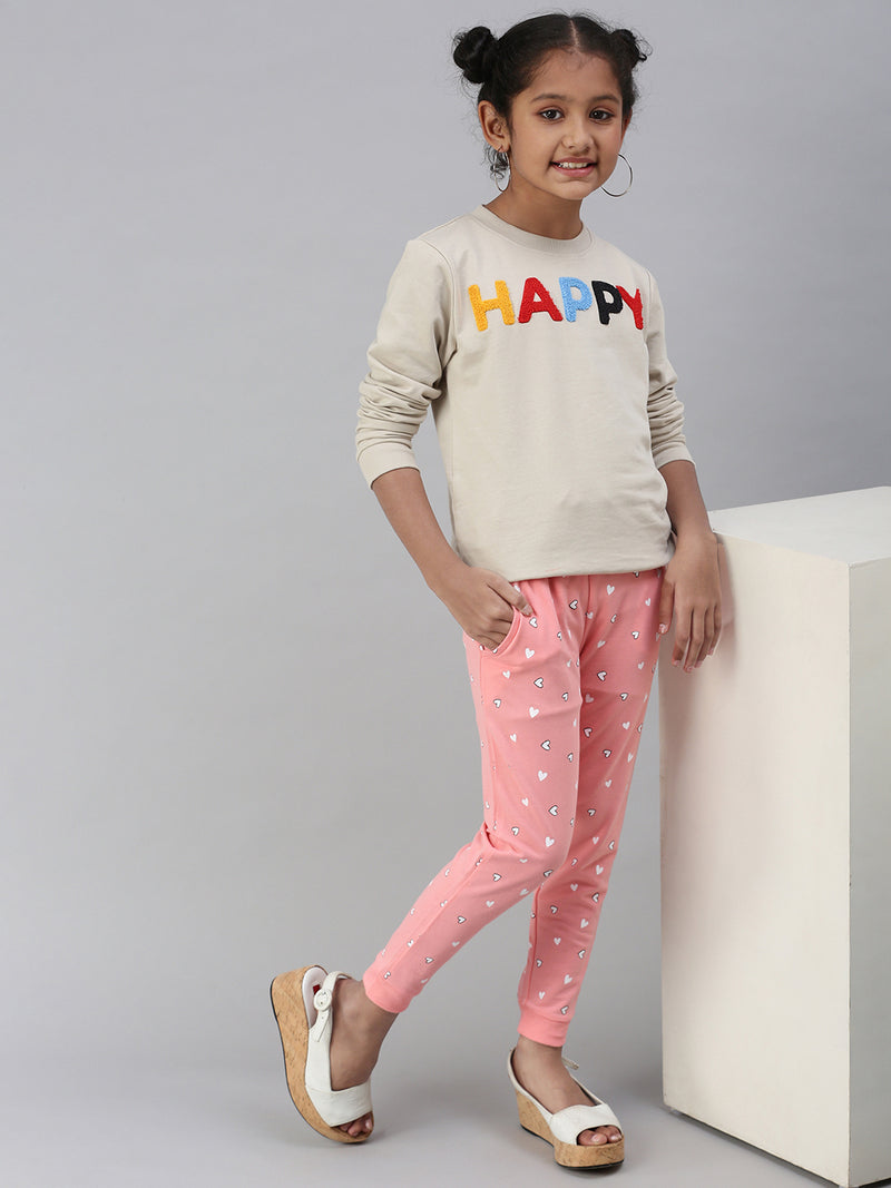 PIPIN Girls Printed Jogger Pink