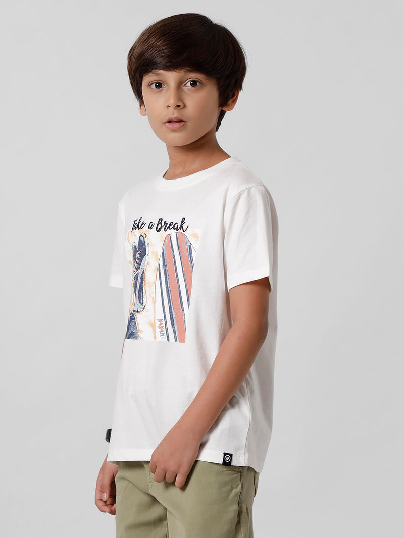 PIPIN Boys Printed T-shirt Offwhite
