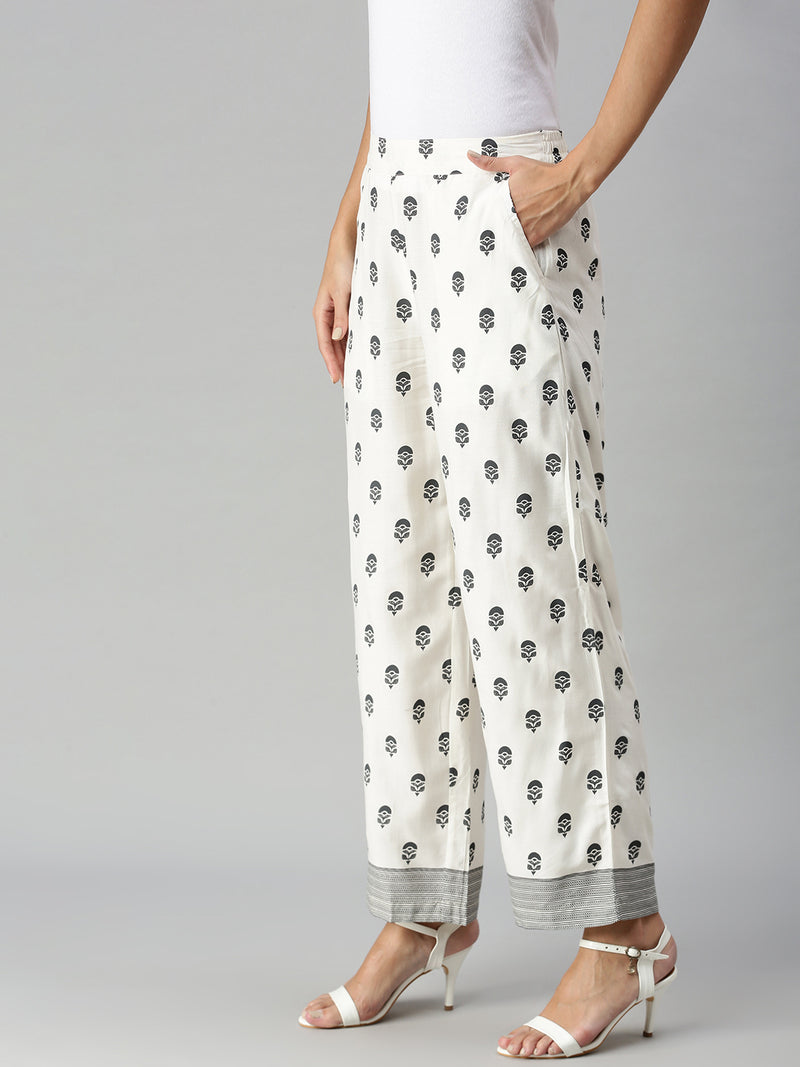 De Moza Ladies Printed Palazzo Natural