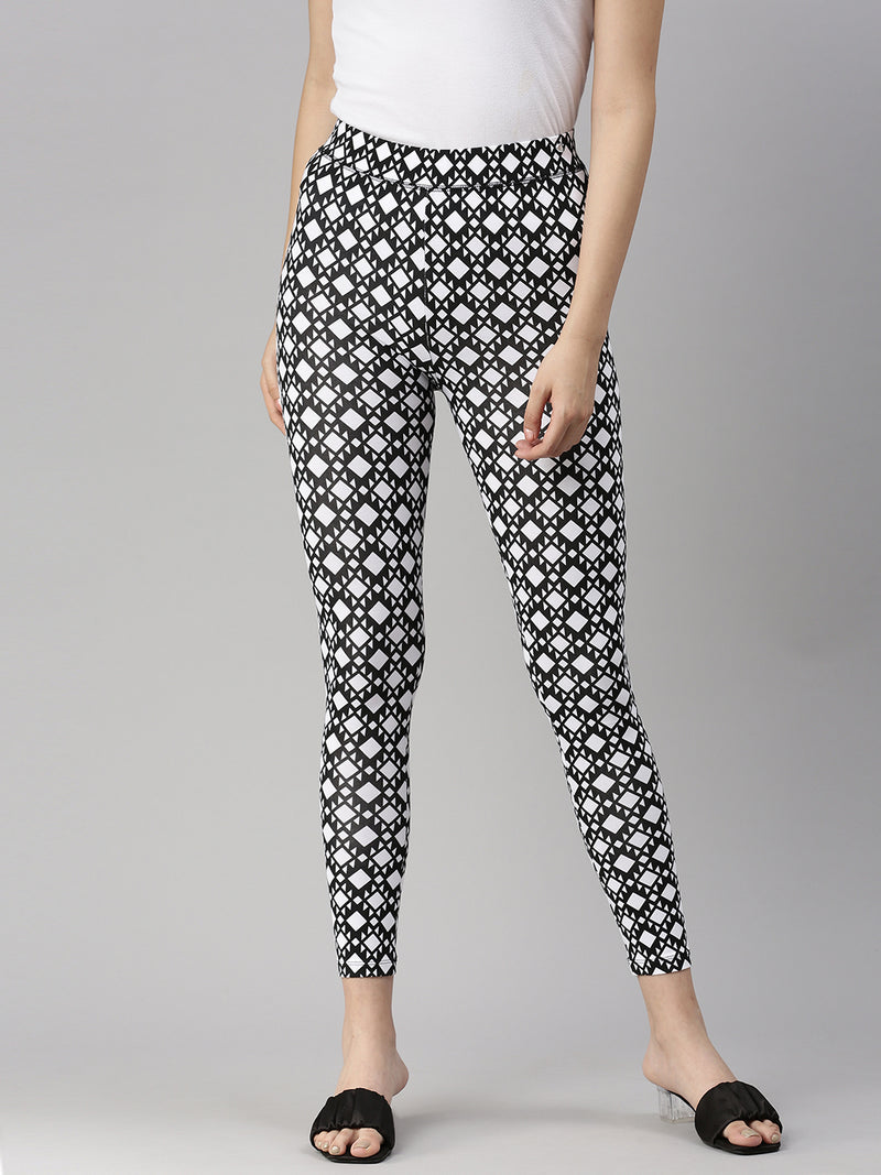 De Moza Ladies Printed Leggings Black