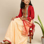 Pipin Girls Printed Lehanga Set Light Peach