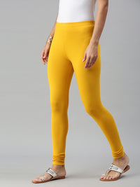 De Moza Ladies Churidar Leggings Solid Cotton Mustard - De Moza