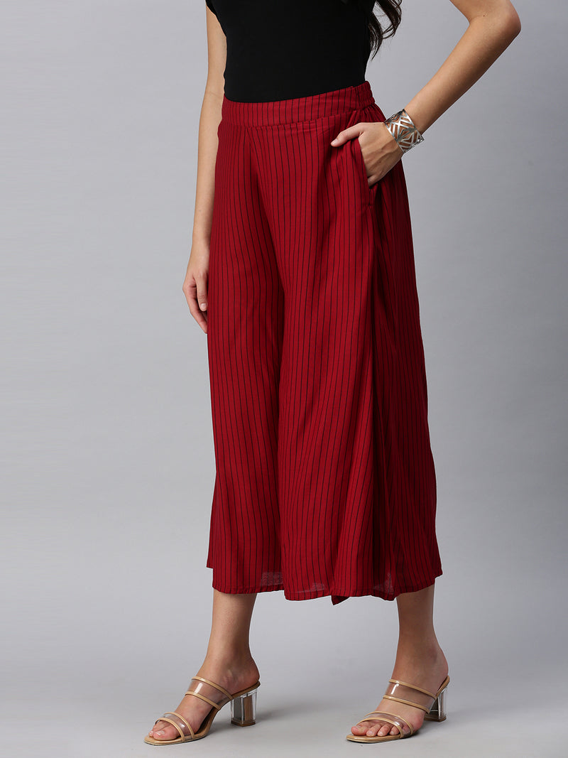 De Moza Women’s Printed Culottes Maroon