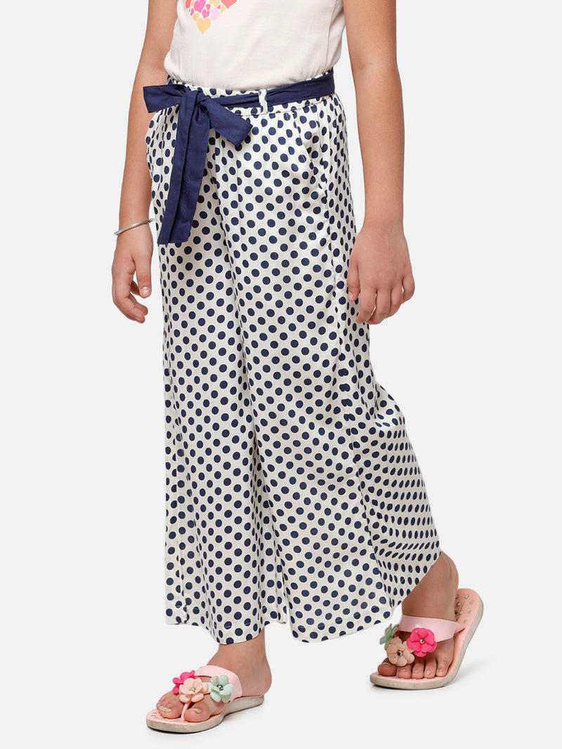 Kids - Girls Printed Palazzo Navy Blue