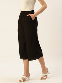 De Moza Ladies Crop Palazzo Black