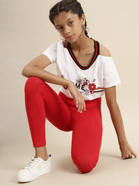 Kids - Girls Ankle Leggings Red