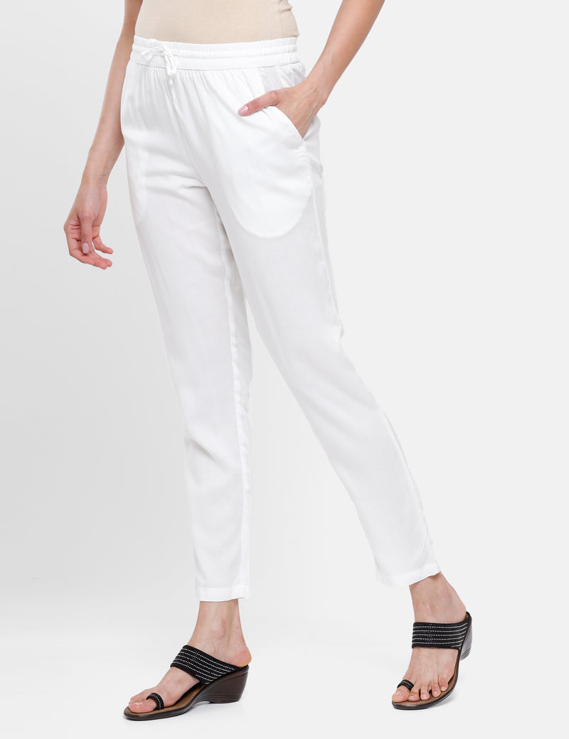 De Moza Ladies Straight Pant White