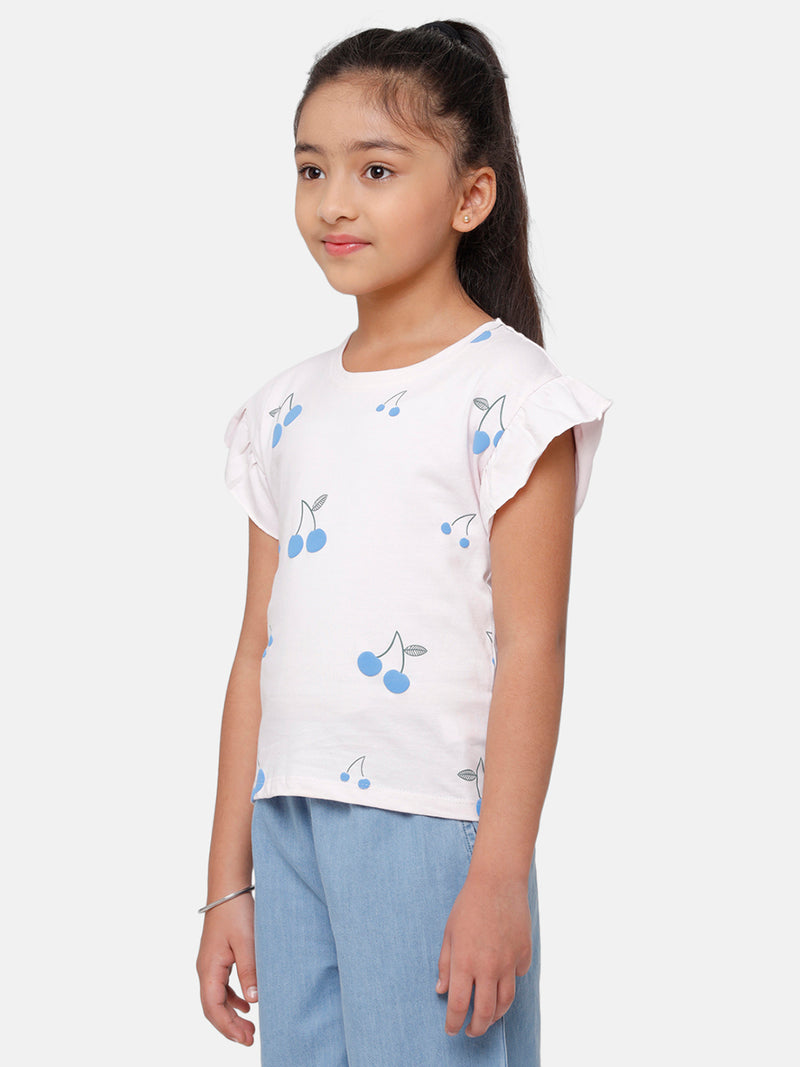 Kids - Girls Printed Top Orchid Ice