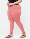 De Moza Ladies Plus Ankle Length Leggings Solid Cotton Peach - De Moza