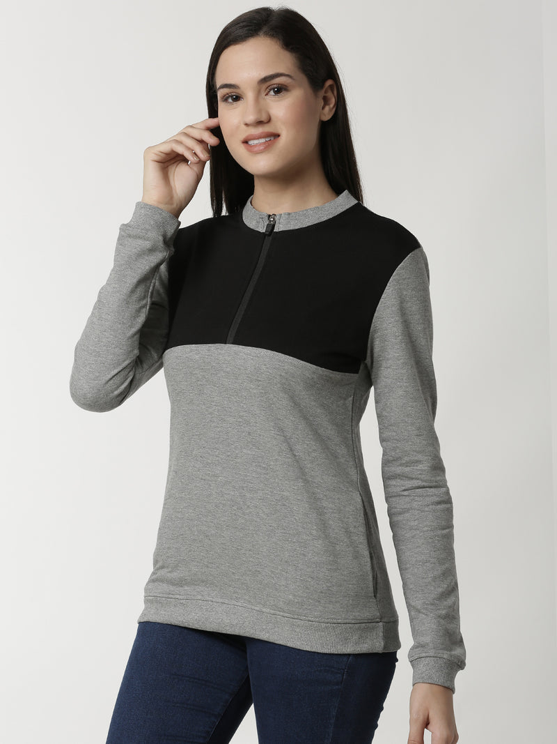 De Moza Ladies Grey Melange Sweat shirt - De Moza (4336269000767)