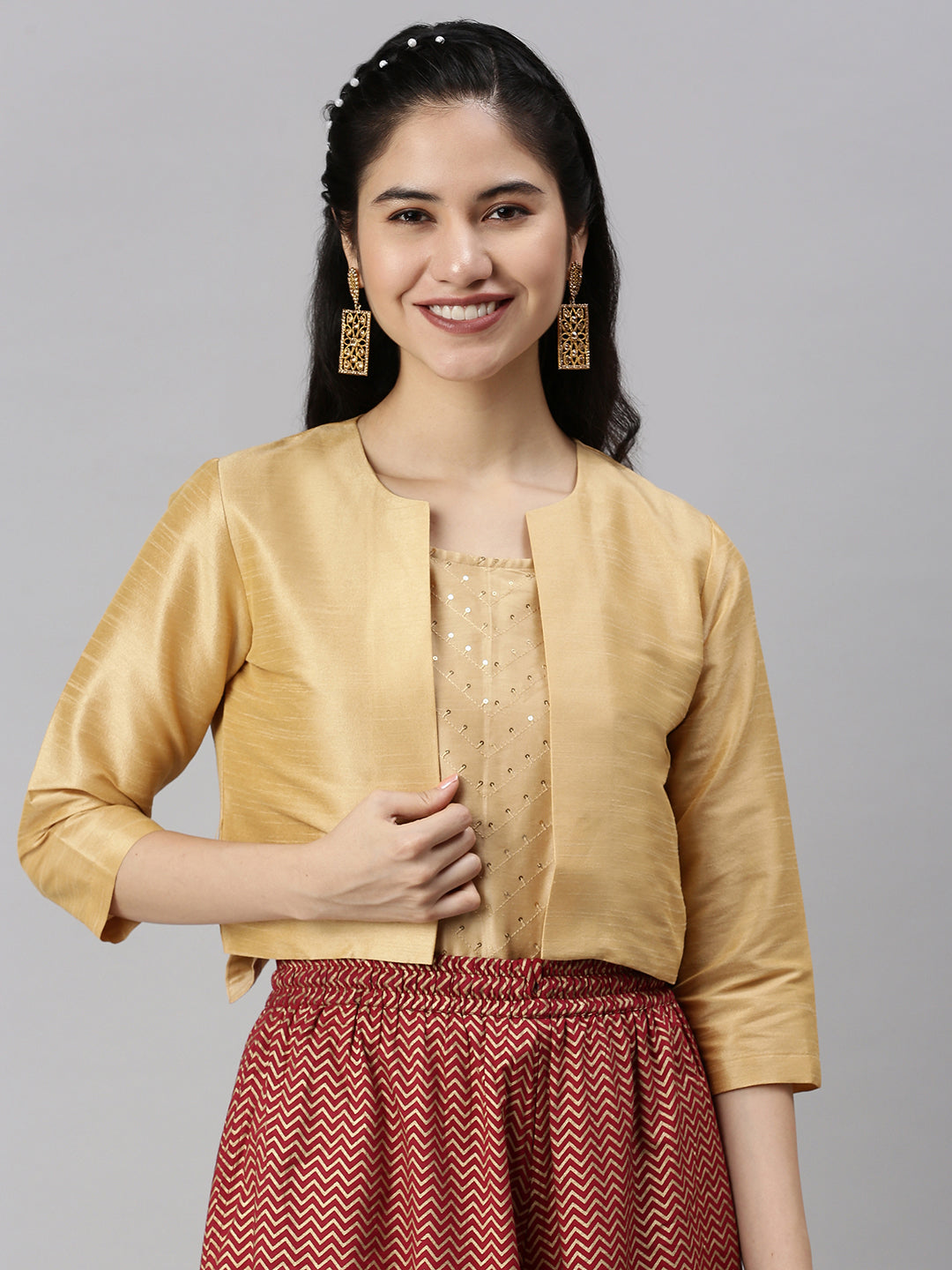 De Moza Women’s Ethnic Jacket Golden