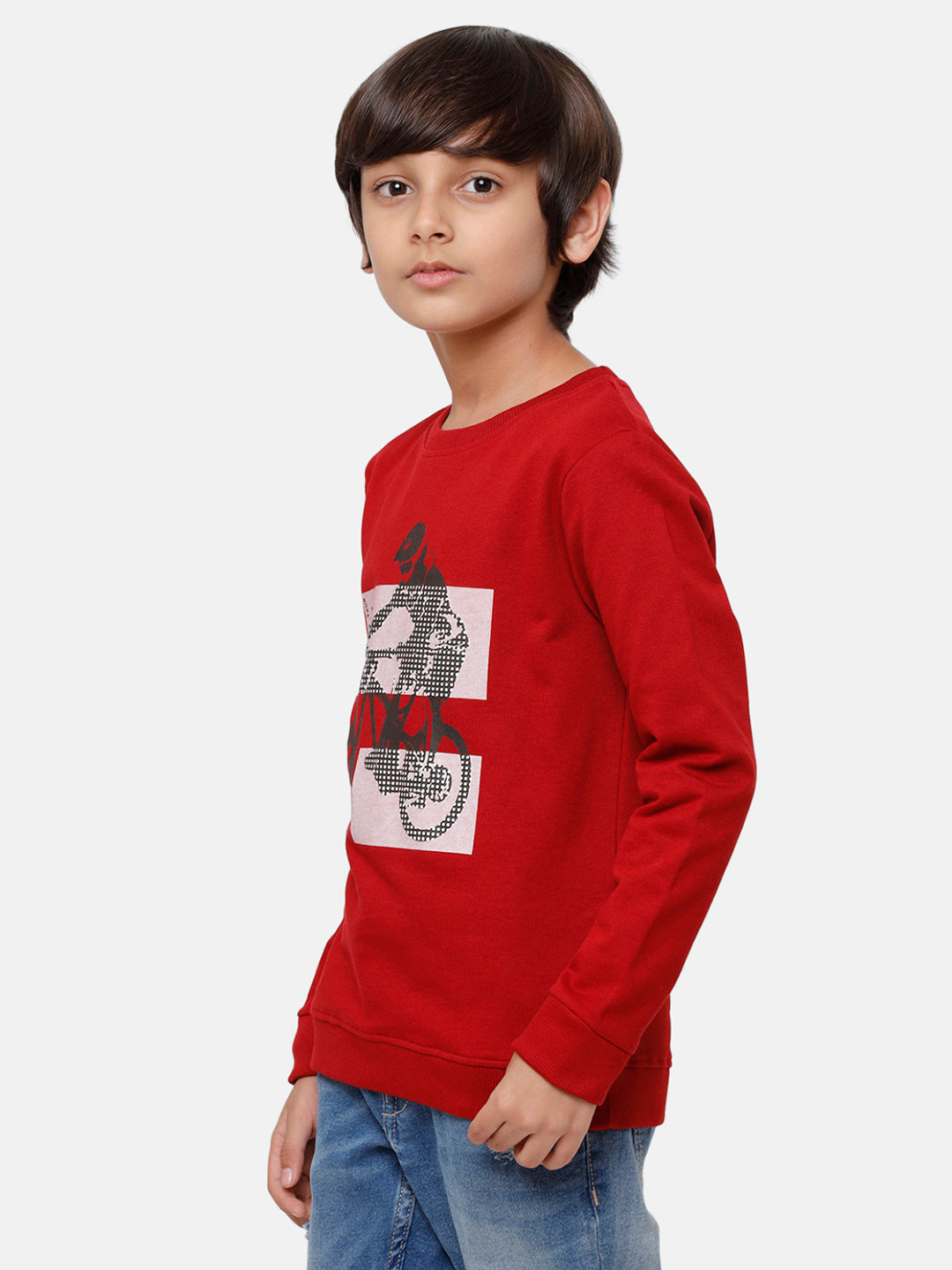 Kids - Boys Printed Sweatshirt Maroon