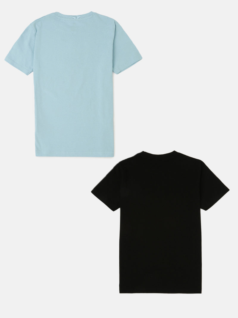 Pack of 2 Pipin Boys Printed T-shirts Black & Light Blue