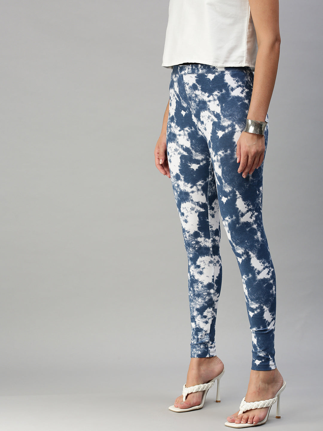 Ladies Printed Active wear Leggings Indigo