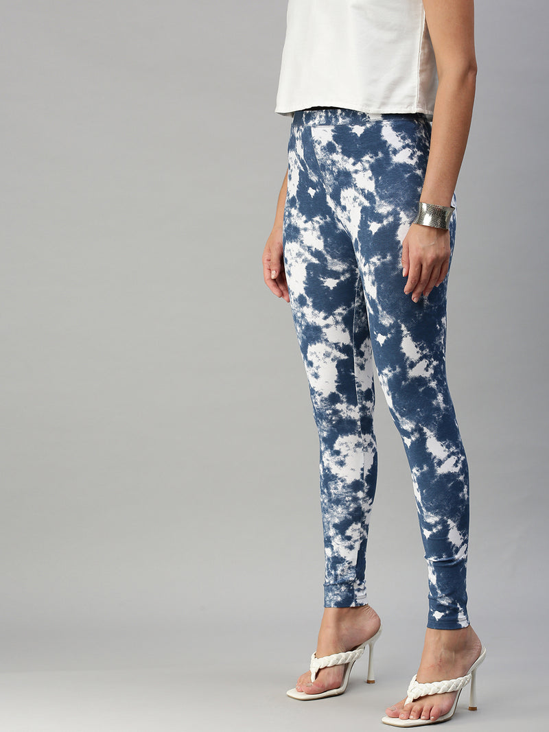 Ladies Printed Active wear Leggings Indigo