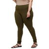 De Moza Women Plus Size Churidar Leggings Solid Cotton Olive Green