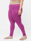 De Moza Ladies Plus Ankle Length Leggings Solid  Cotton Light Purple - De Moza