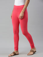 De Moza Ladies Churidar Leggings Solid Cotton Coral - De Moza