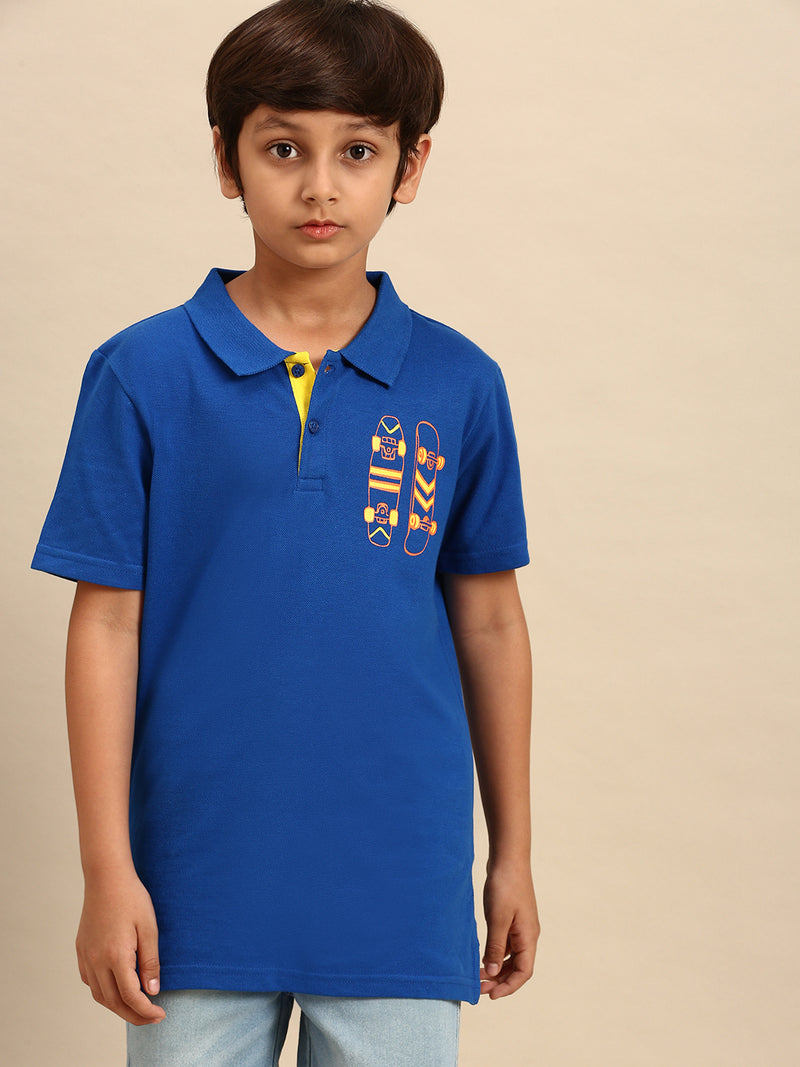 Kids - Boys Printed Half Sleeve T-Shirt Royal Blue