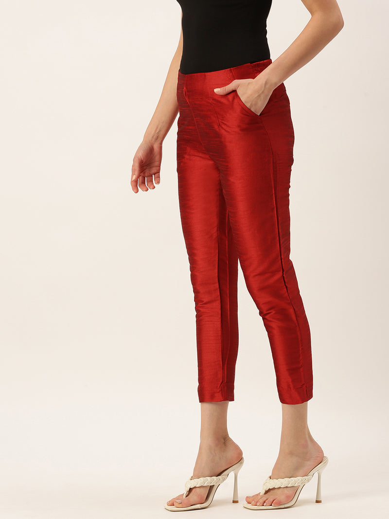 De Moza Women’s Cigarette Pant Maroon