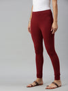 De Moza Ladies Churidar Leggings Solid Cotton Maroon - De Moza