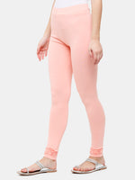 De Moza Women Chudidhar Leggings Baby Pink Solid Cotton 