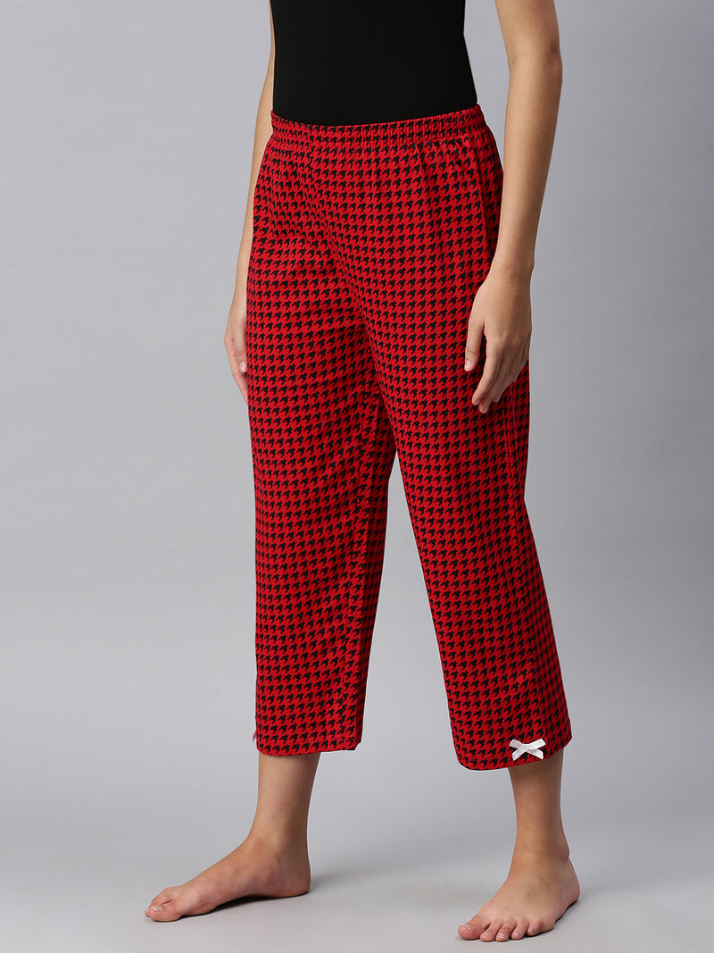 De Moza Ladies Printed Pyjama Pant Red