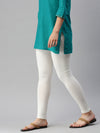 De Moza Women's Premium Ankle Length Leggings Solid Cotton Offwhite - De Moza (6679539908671)