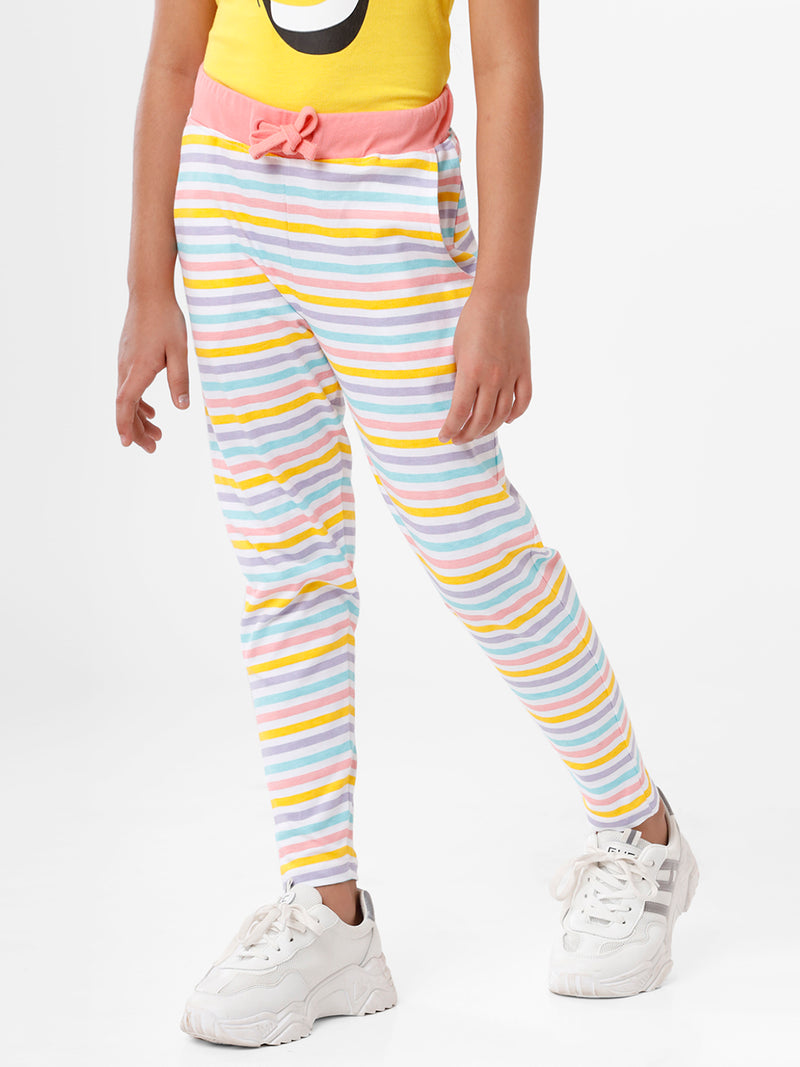 Kids – Girls Printed Straight Pant Pink