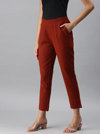 De Moza Women's Cigarette Pant Brick Red