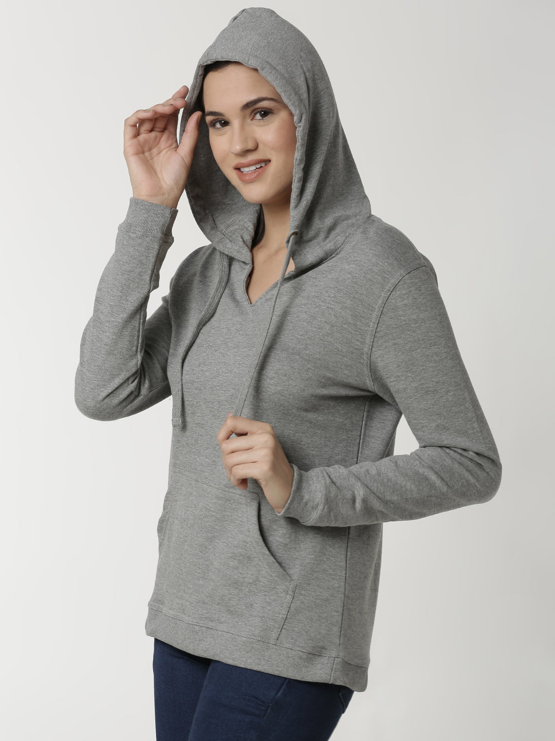 De Moza Ladies Sweat Shirt Grey Melange - De Moza (4334995996735)