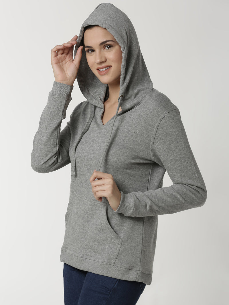 De Moza Ladies Sweat Shirt Grey Melange - De Moza (4334995996735)