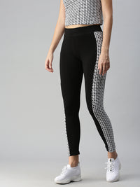 Ladies Printed Active Wear Leggings Black