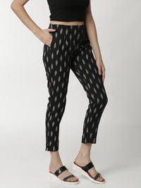 De Moza Ladies Jacquard Cigarette Pant Black - De Moza (4336732700735)
