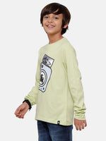Kids - Boys Printed Full Sleeve T-Shirt Lily Green