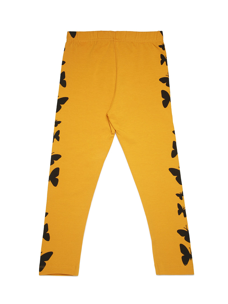 Kids – Girls Printed Ankle Leggings Mustard