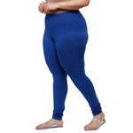 De Moza Ladies Plus Size Churidar  Leggings Solid  Cotton Ink Blue - De Moza